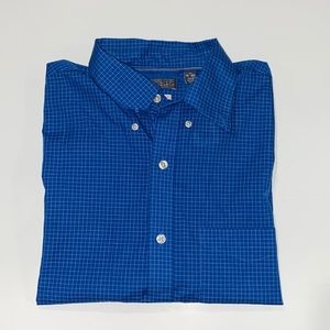 Van Heusen Blue Checkered Short Sleeves Button Down Shirt Size M